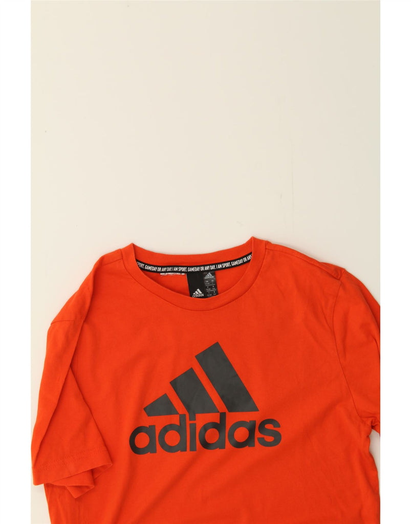 ADIDAS Boys Graphic T-Shirt Top 13-14 Years Orange Vintage Adidas and Second-Hand Adidas from Messina Hembry 