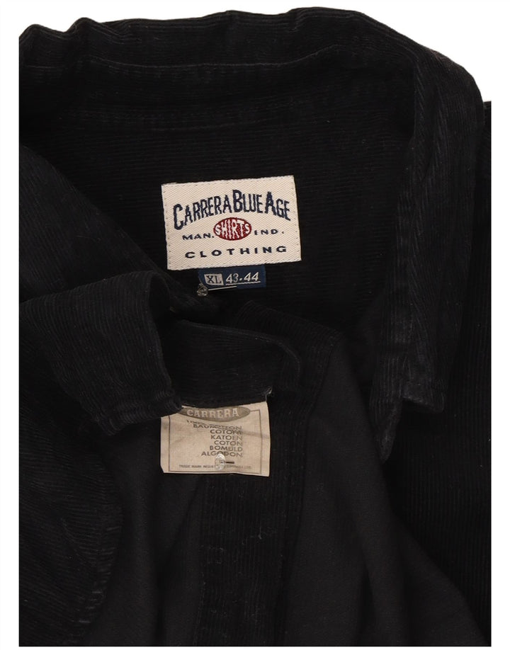Carrera Mens Corduroy Shirt XL Navy Blue Cotton