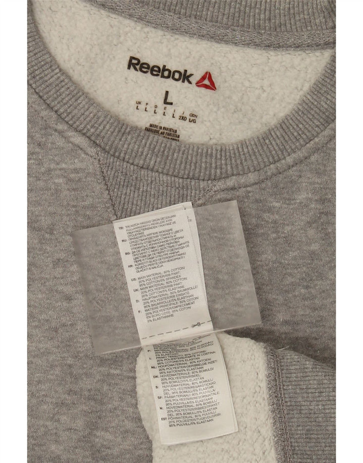 Reebok Mens Sweatshirt Jumper Large Grey Flecked Cotton