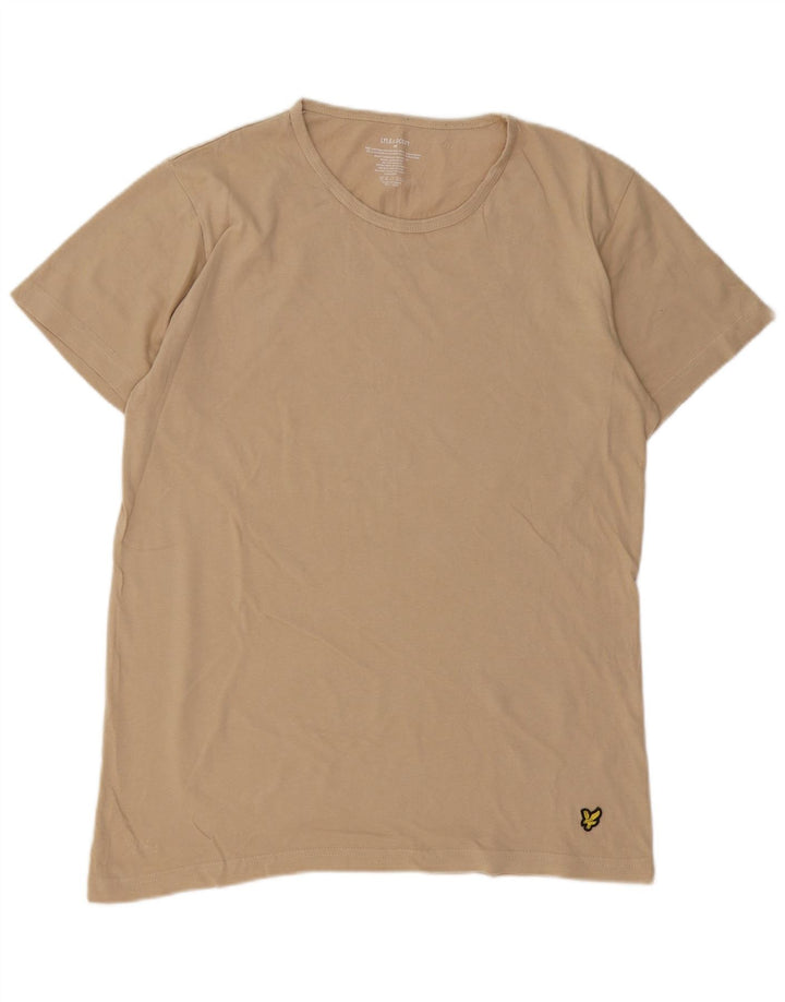 Lyle & Scott Mens T-Shirt Top Medium Beige Cotton