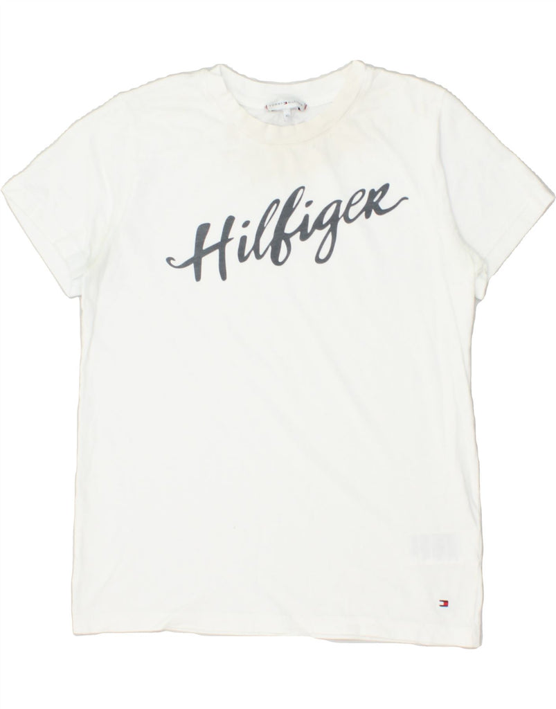 TOMMY HILFIGER Womens Graphic T-Shirt Top UK 4 XS White Cotton | Vintage Tommy Hilfiger | Thrift | Second-Hand Tommy Hilfiger | Used Clothing | Messina Hembry 