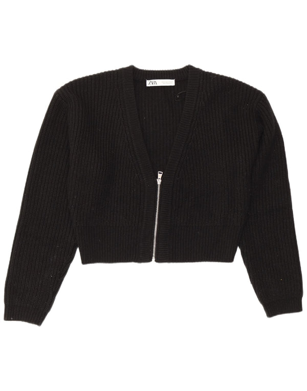 Zara Womens Bolero Cardigan Sweater UK 14 Medium Black Acrylic