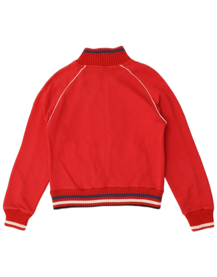 Lotto Womens Tracksuit Top Jacket UK 12 Medium Red Striped Cotton