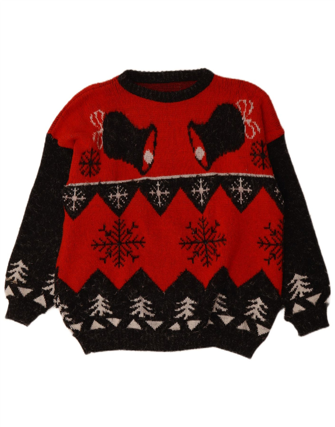 VINTAGE Mens Crew Neck Jumper Sweater XL Red Fair Isle
