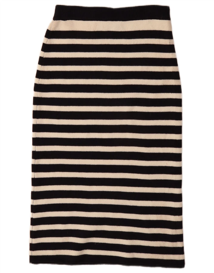 Zara Womens Knit Pencil Skirt Medium W30 Black Striped Polyester