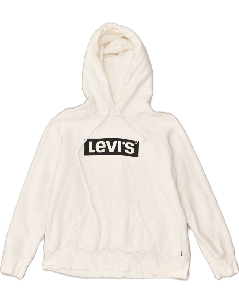 LEVI'S Mens Graphic Hoodie Jumper Small White Cotton | Vintage Levi's | Thrift | Second-Hand Levi's | Used Clothing | Messina Hembry 