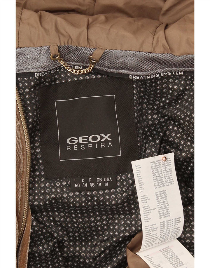 Geox Womens Respira Hooded Padded Coat UK 16 Large Brown Polyester