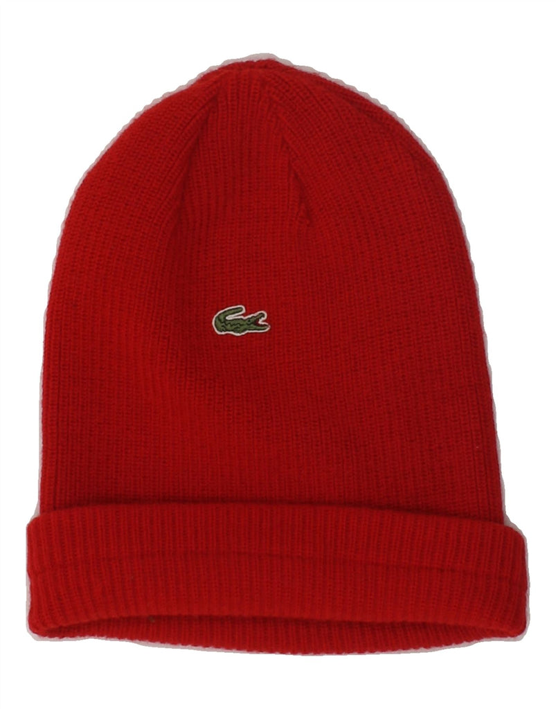 LACOSTE Mens Beanie Hat One Size Red Merino Wool | Vintage Lacoste | Thrift | Second-Hand Lacoste | Used Clothing | Messina Hembry 