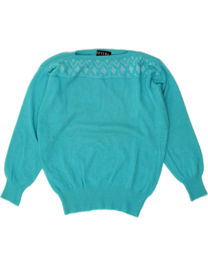 VINTAGE Womens Boat Neck Jumper Sweater IT 50 XL Turquoise Wool | Vintage Vintage | Thrift | Second-Hand Vintage | Used Clothing | Messina Hembry 