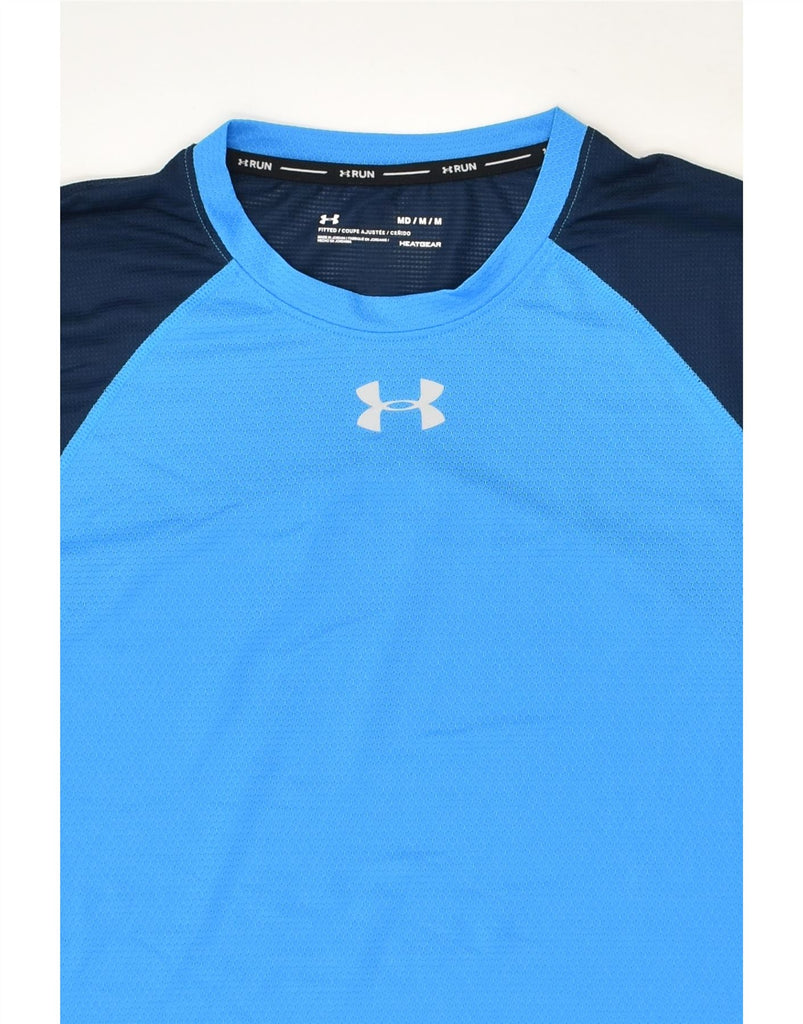 UNDER ARMOUR Mens Heat Gear Top Long Sleeve Medium Blue Colourblock | Vintage Under Armour | Thrift | Second-Hand Under Armour | Used Clothing | Messina Hembry 