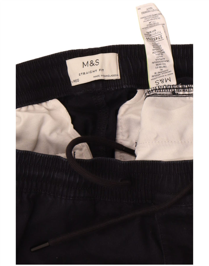 Marks & Spencer Womens Straight Chino Trousers Medium W34 L29 Navy Blue