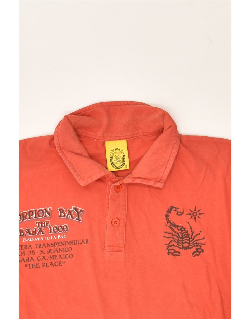 SCORPION BAY Boys Graphic Polo Shirt 13-14 Years Medium Orange Cotton | Vintage Scorpion Bay | Thrift | Second-Hand Scorpion Bay | Used Clothing | Messina Hembry 