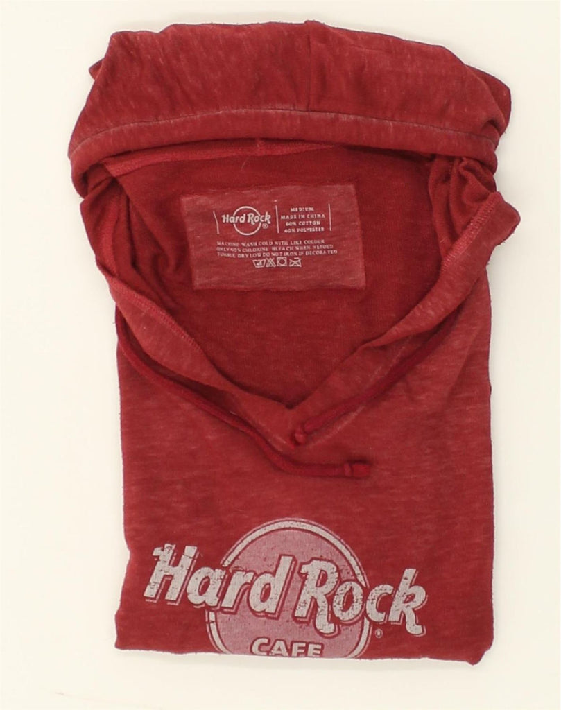 HARD ROCK CAFE Womens Singapore Hoodie Jumper UK 12 Medium Burgundy Cotton | Vintage Hard Rock Cafe | Thrift | Second-Hand Hard Rock Cafe | Used Clothing | Messina Hembry 