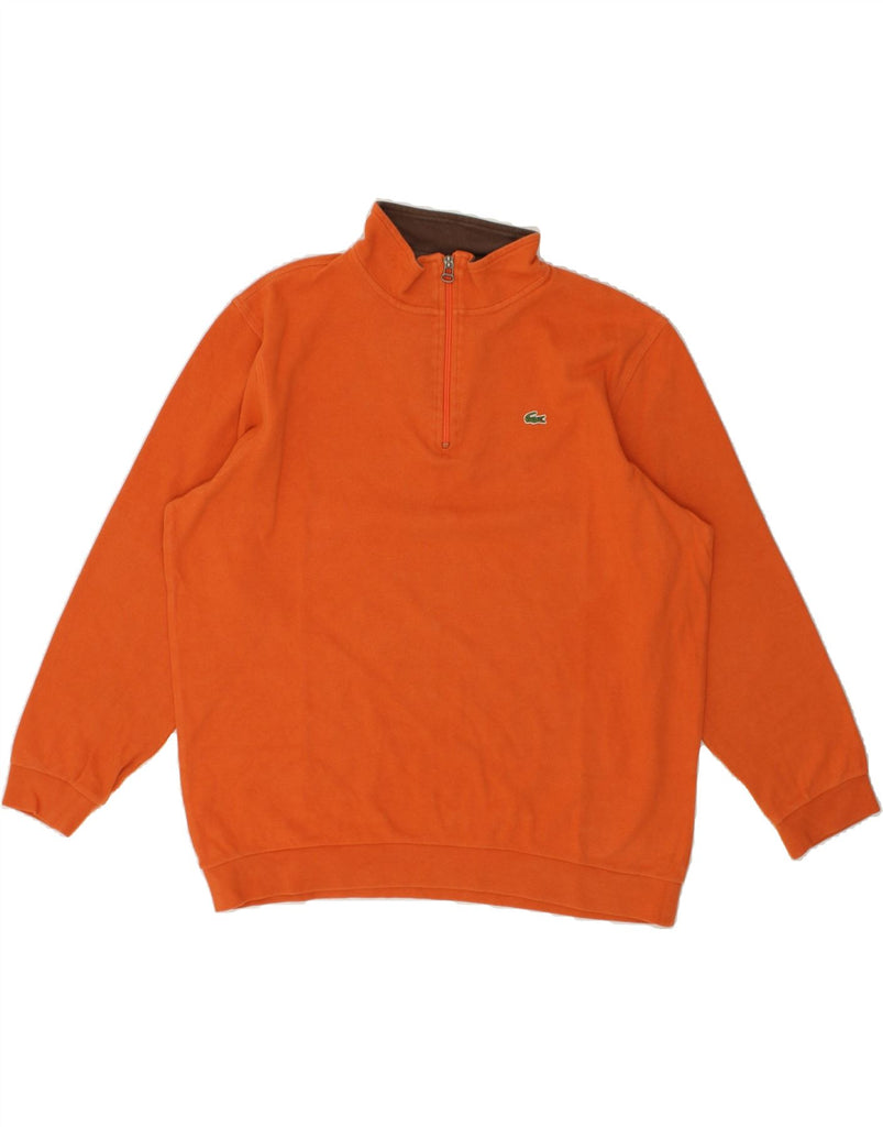 LACOSTE Mens Zip Neck Sweatshirt Jumper Size 6 XL Orange Cotton | Vintage Lacoste | Thrift | Second-Hand Lacoste | Used Clothing | Messina Hembry 