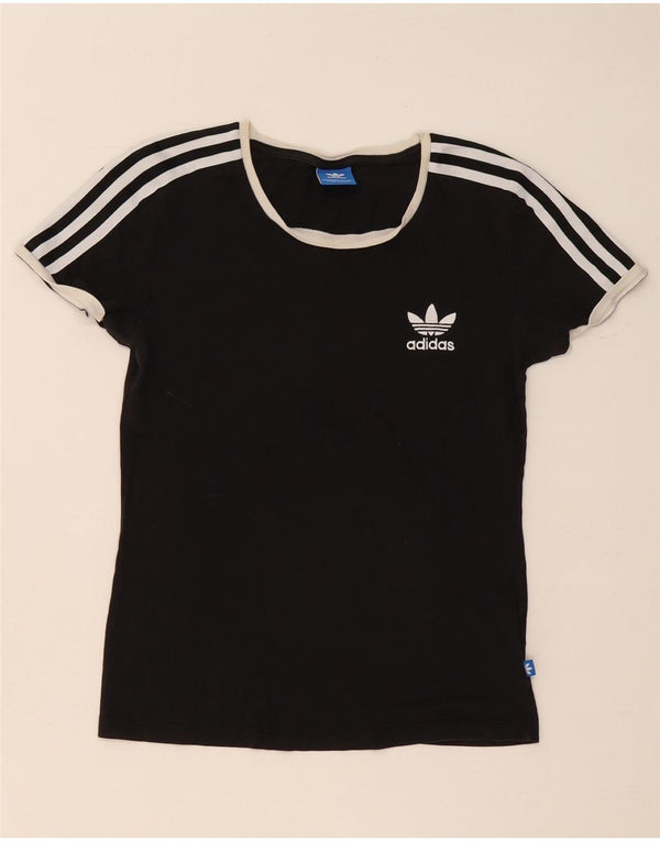 Adidas Womens T-Shirt Top UK 8 Small Black Colourblock Cotton