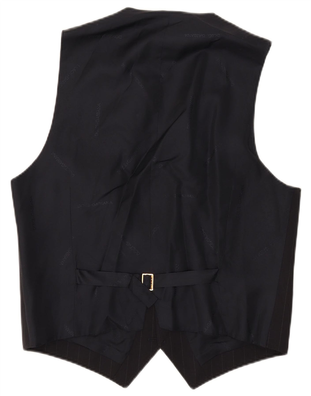 Dolce & Gabbana Mens Waistcoat IT 52 Large Navy Blue Striped Wool