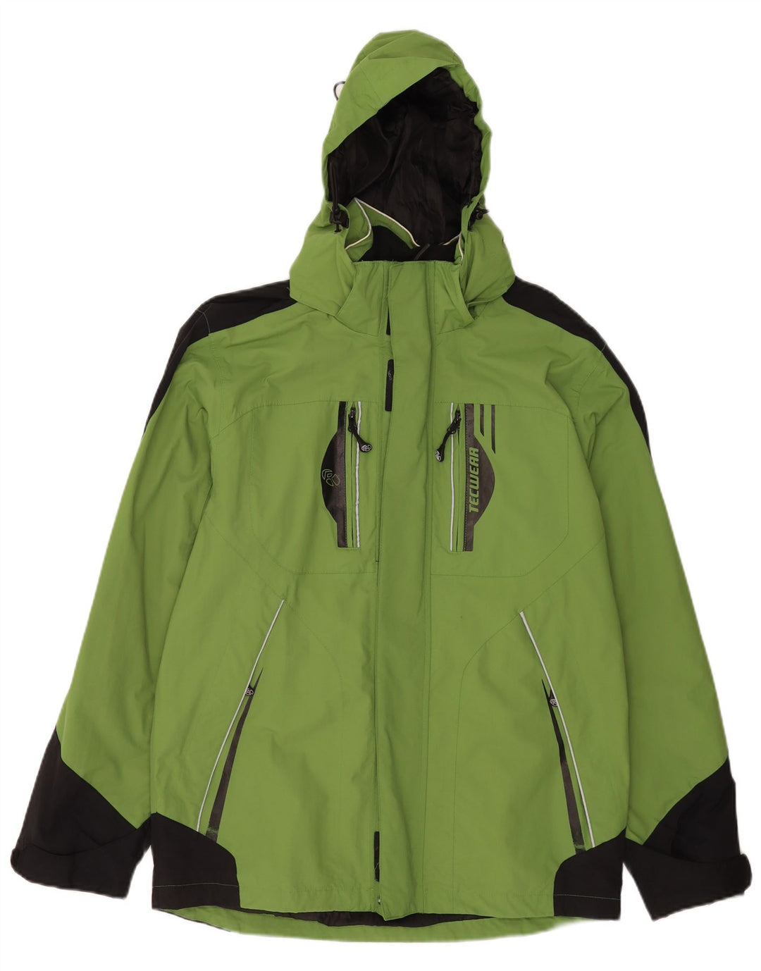 Vintage Mens Hooded Rain Jacket UK 38/40 Medium Green Colourblock Polyamide