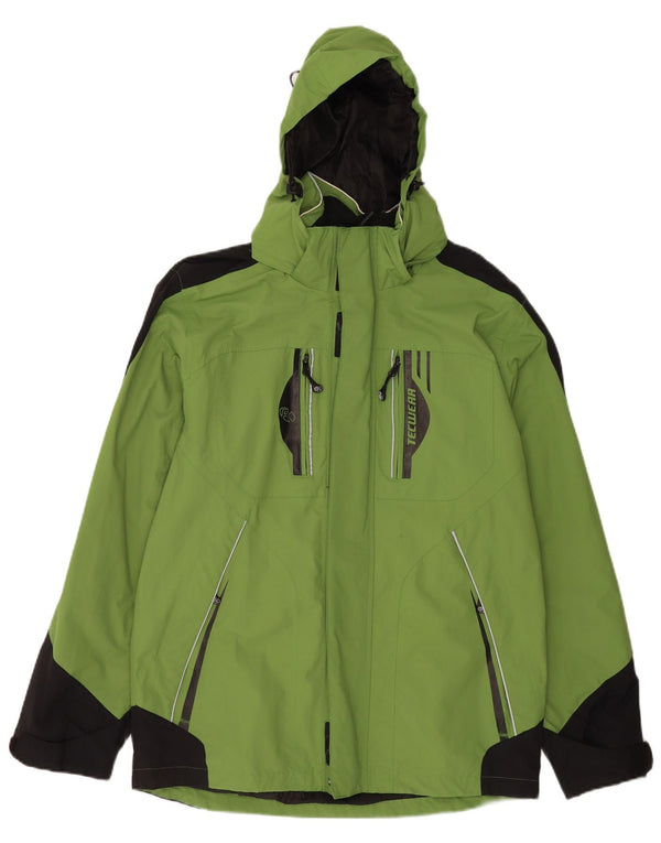 Vintage Mens Hooded Rain Jacket UK 38/40 Medium Green Colourblock Polyamide