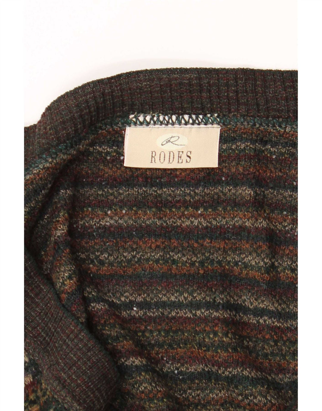 Rodes Mens Cardigan Sweater 2XL Brown Geometric Wool