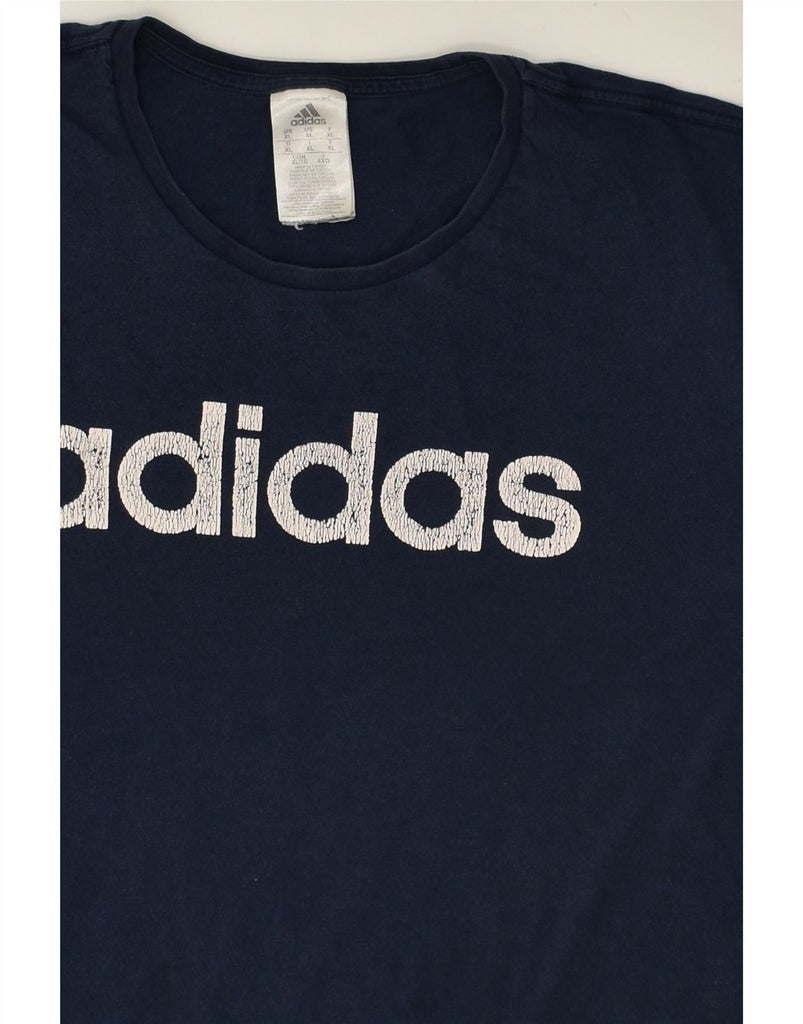 ADIDAS Mens Graphic T-Shirt Top XL Navy Blue Cotton Vintage Adidas and Second-Hand Adidas from Messina Hembry 