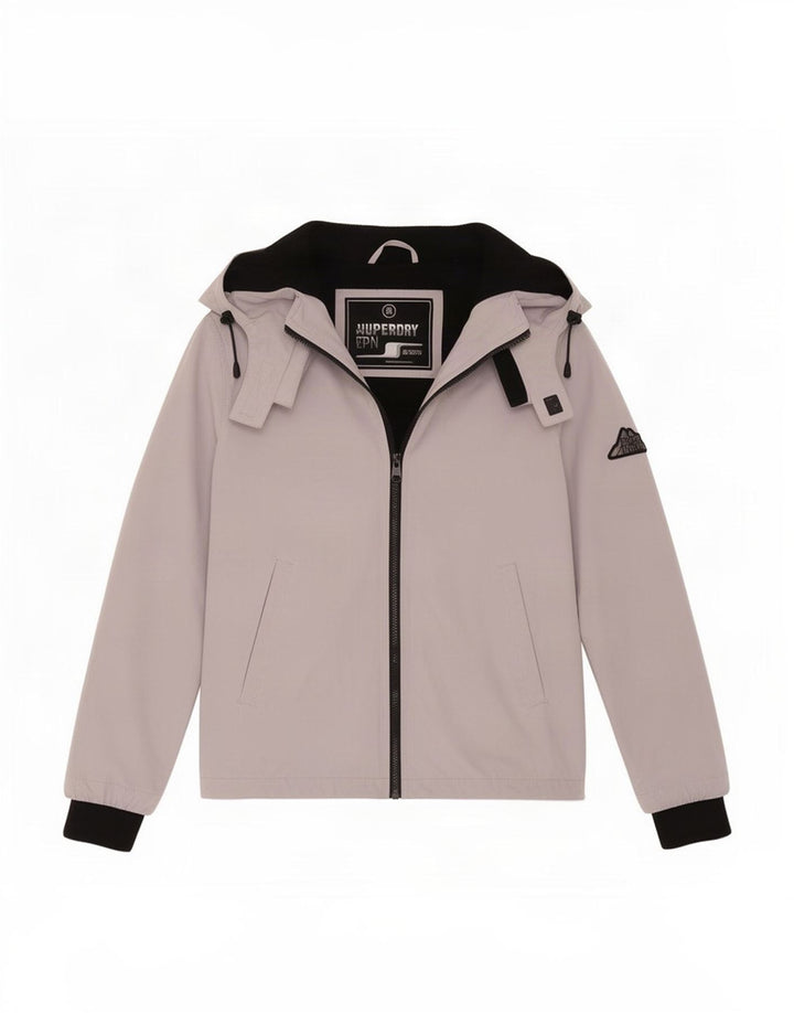Superdry Womens Hooded Rain Jacket UK 12 Medium Grey Polyester