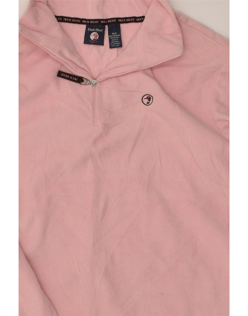 VINTAGE Womens Zip Neck Fleece Jumper UK 22 3XL Pink Polyester | Vintage Vintage | Thrift | Second-Hand Vintage | Used Clothing | Messina Hembry 