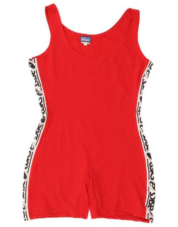 Asics Womens Graphic Sleeveless Playsuit UK 10 Small Red Colourblock