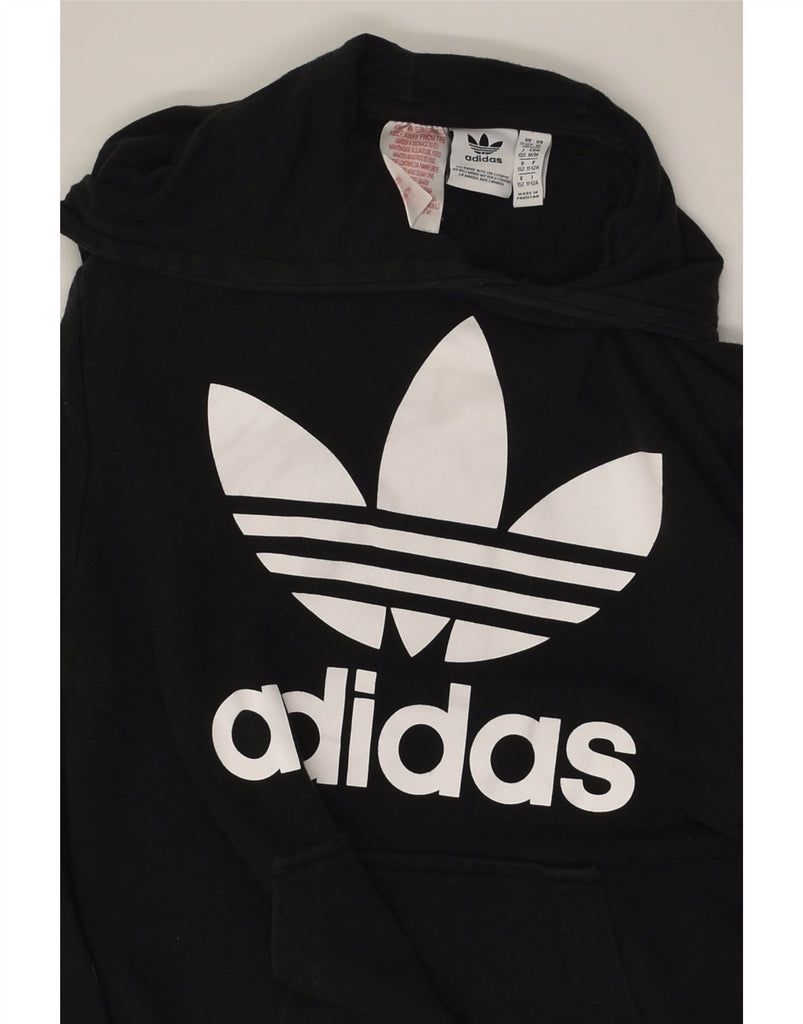 ADIDAS Boys Graphic Hoodie Jumper 11-12 Years Black Cotton | Vintage Adidas | Thrift | Second-Hand Adidas | Used Clothing | Messina Hembry 