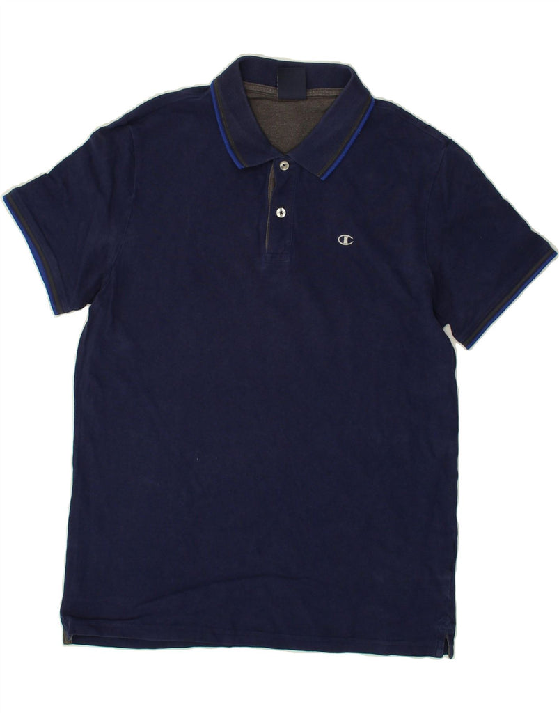 CHAMPION Mens Polo Shirt Medium Navy Blue Cotton | Vintage Champion | Thrift | Second-Hand Champion | Used Clothing | Messina Hembry 