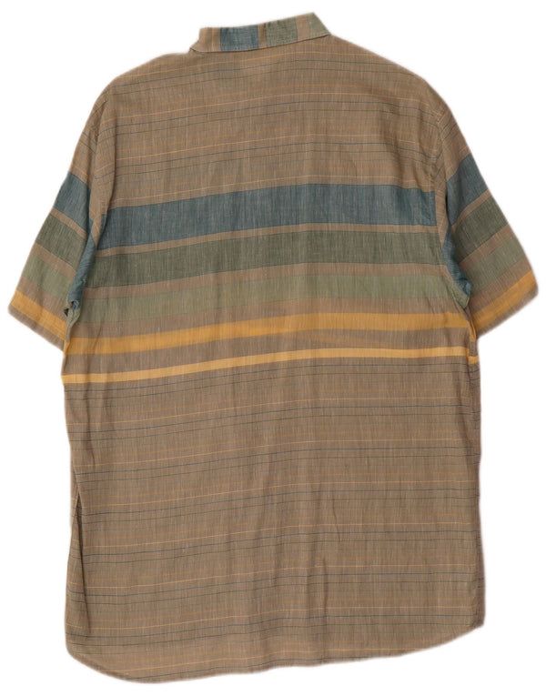 Vintage Mens Short Sleeve Shirt Size 41 16 Large Multicoloured Striped