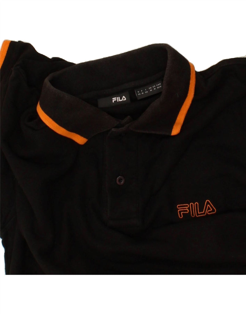 FILA Mens Polo Shirt IT 50 Medium Black Cotton | Vintage Fila | Thrift | Second-Hand Fila | Used Clothing | Messina Hembry 