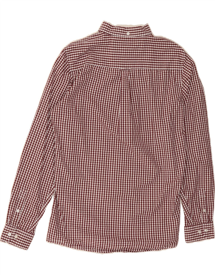 VINTAGE Mens Shirt Medium Burgundy Check Cotton Vintage Vintage and Second-Hand Vintage from Messina Hembry 
