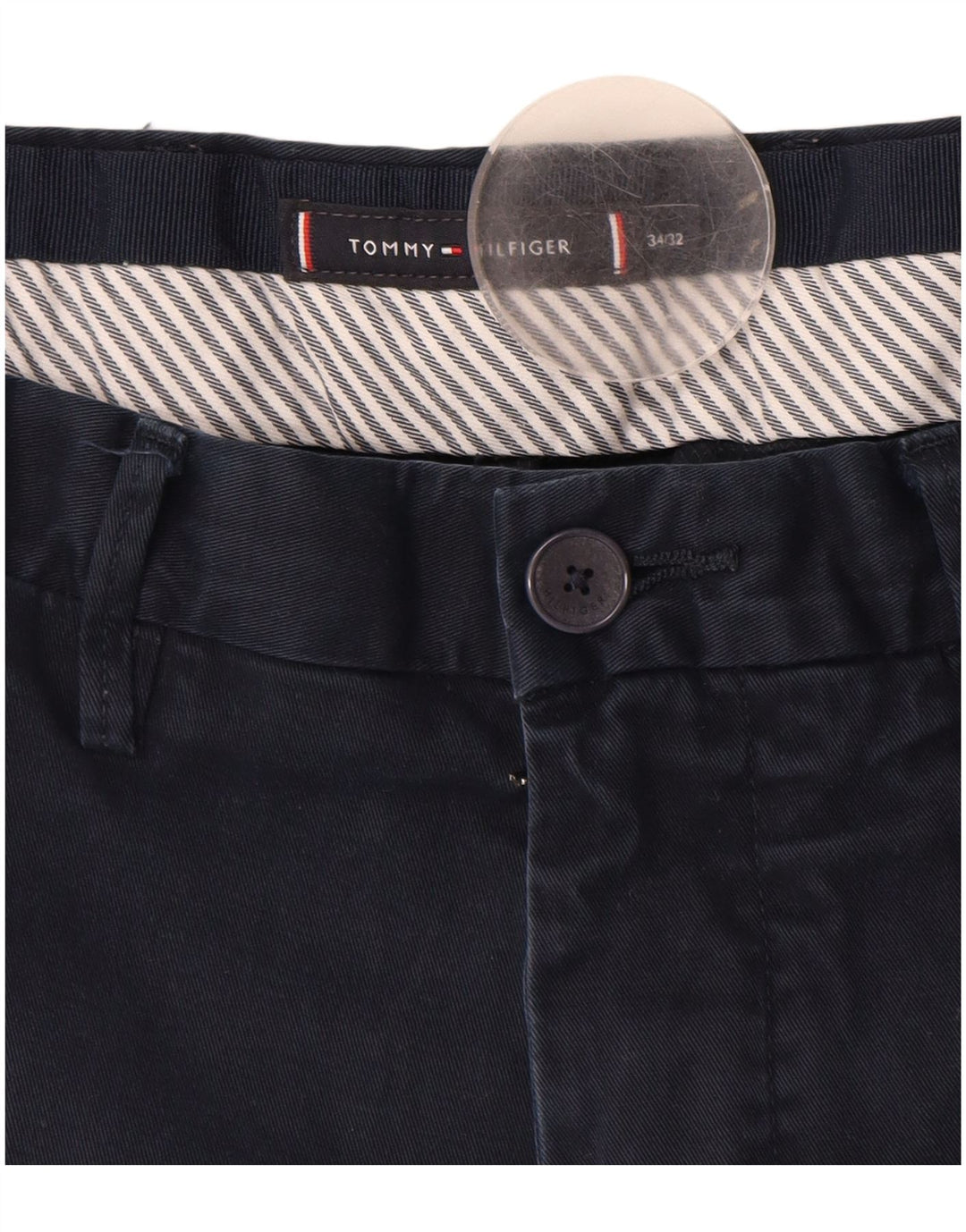 TOMMY HILFIGER Mens Straight Chino Trousers W34 L32 Navy Blue Cotton
