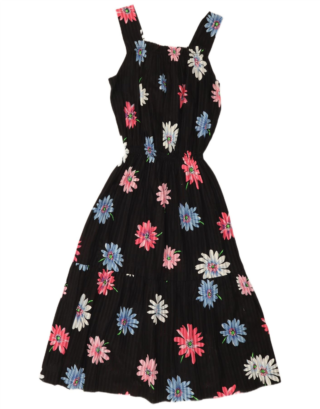 Vintage Womens Sundress UK 12 Medium Black Floral