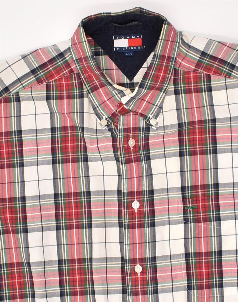 TOMMY HILFIGER Mens Short Sleeve Shirt Large Multicoloured Check Cotton | Vintage Tommy Hilfiger | Thrift | Second-Hand Tommy Hilfiger | Used Clothing | Messina Hembry 