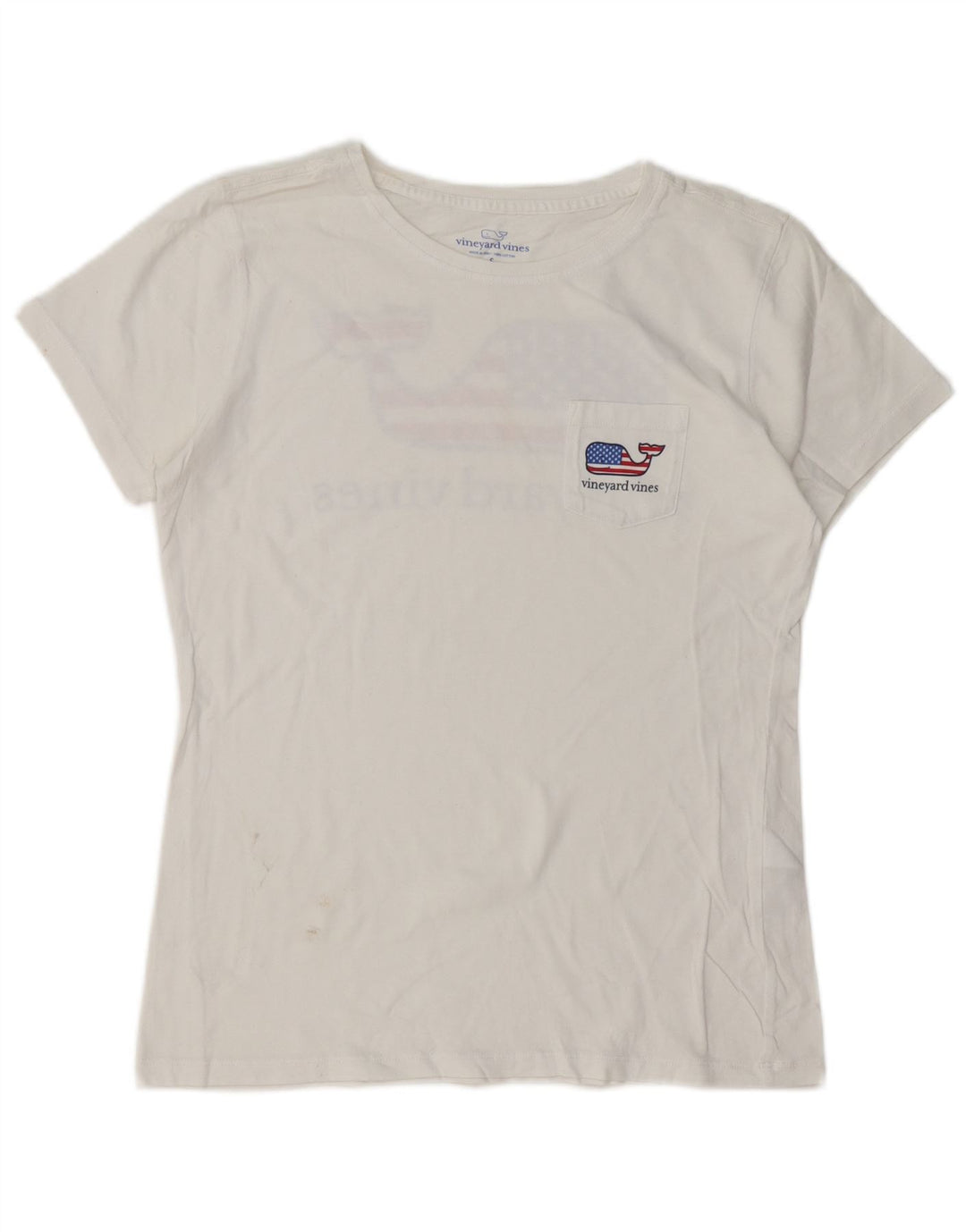 VINEYARD VINES Womens Graphic T-Shirt Top UK 10 Small White Cotton