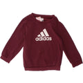 ADIDAS Girls Graphic Sweatshirt Jumper 2-3 Years Burgundy Cotton Vintage Adidas and Second-Hand Adidas from Messina Hembry 