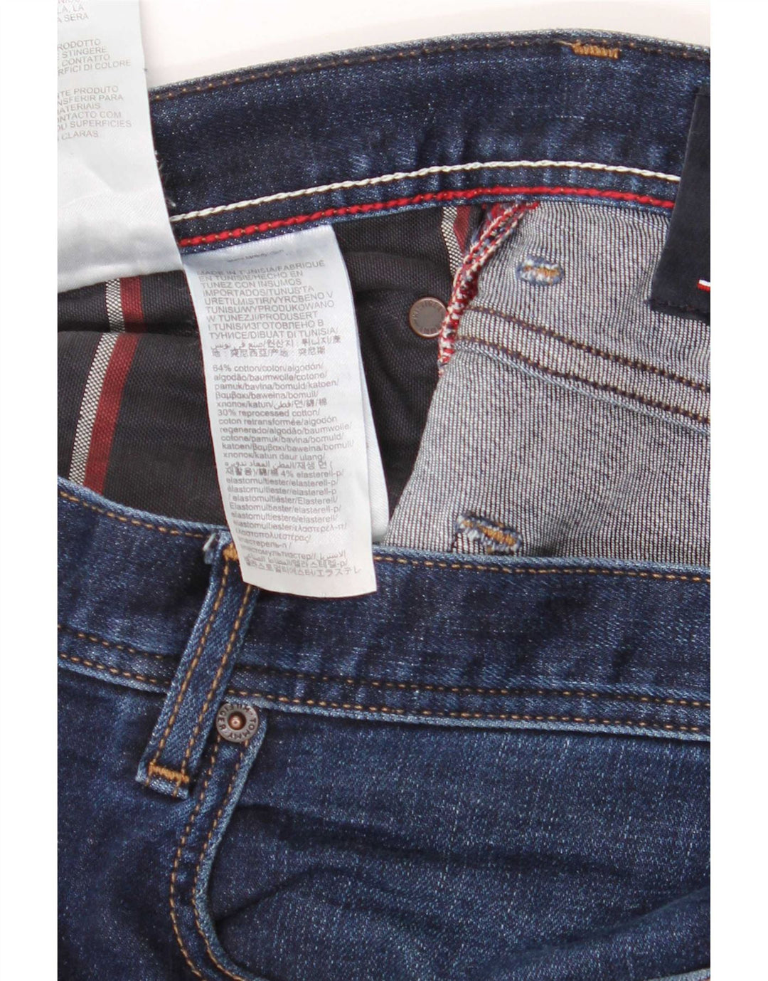 Tommy Hilfiger Mens Slim Jeans W36 L32 Navy Blue Cotton