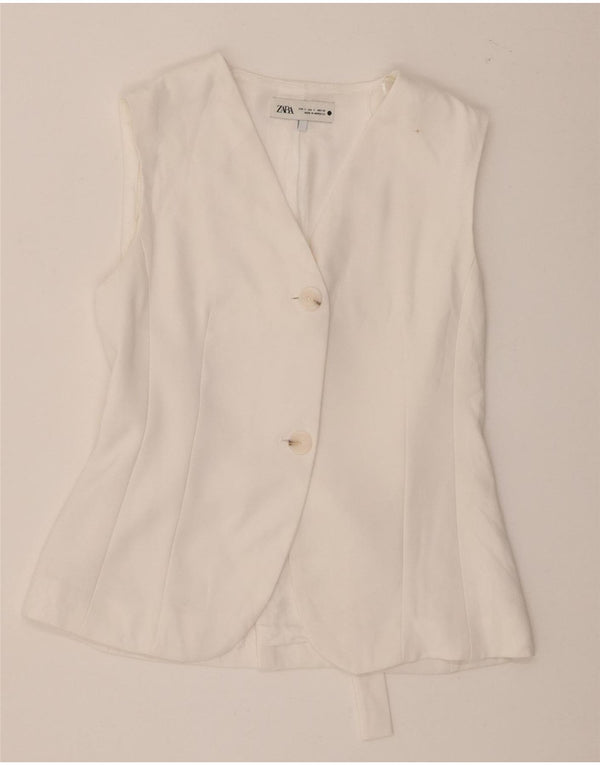 Zara Womens Waistcoat UK 10 Small White Polyester
