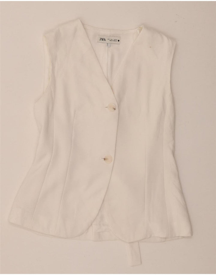 Zara Womens Waistcoat UK 10 Small White Polyester