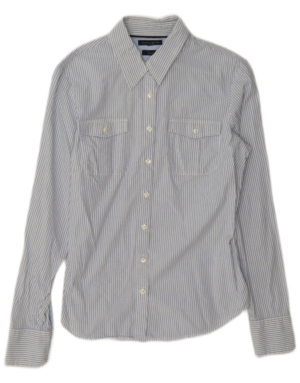 Tommy Hilfiger Womens Long Sleeve Shirt UK 8 Small Blue Striped Cotton