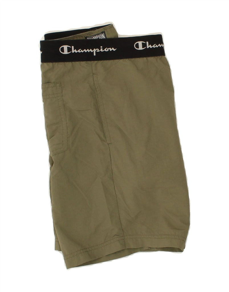 CHAMPION Mens Graphic Sport Shorts Medium Khaki Vintage Champion and Second-Hand Champion from Messina Hembry 