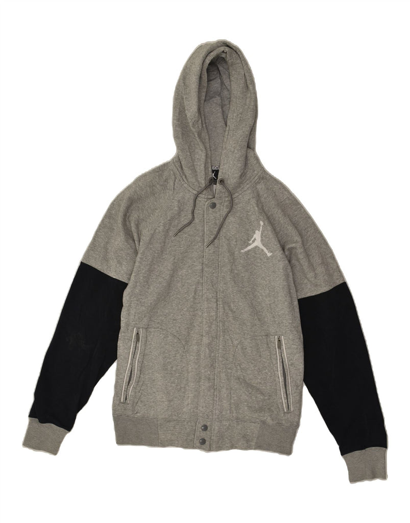 JORDAN Mens Hooded Bomber Jacket UK 38 Medium Grey Colourblock Cotton | Vintage Jordan | Thrift | Second-Hand Jordan | Used Clothing | Messina Hembry 