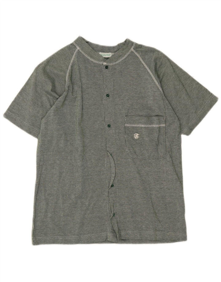 Benetton Mens Jersey Top Small Green Pinstripe