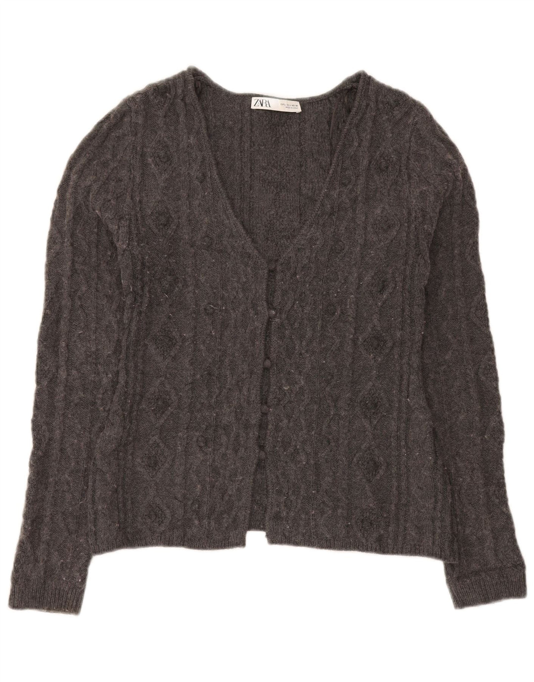 Zara Womens Cardigan Sweater UK 14 Large Grey Acrylic