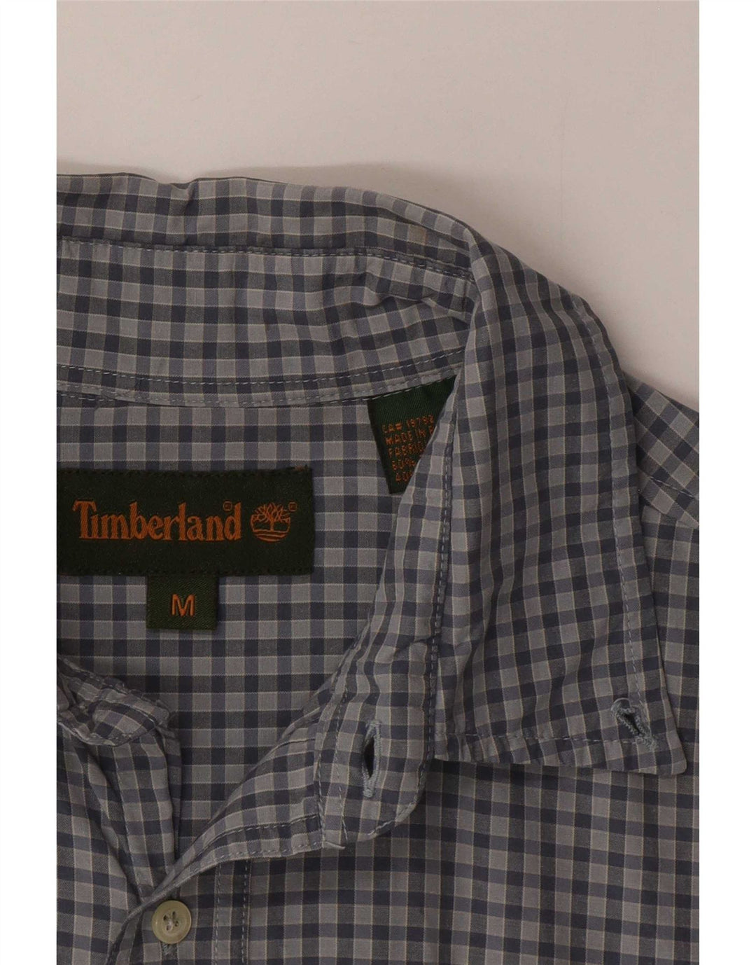Timberland Mens Shirt Medium Blue Check Tencel