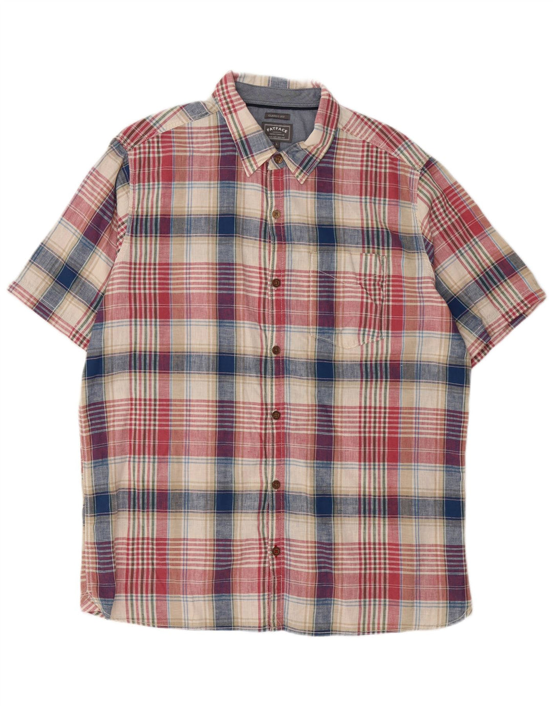 Fat Face Mens Short Sleeve Classic Fit Shirt Large Multicoloured Check
