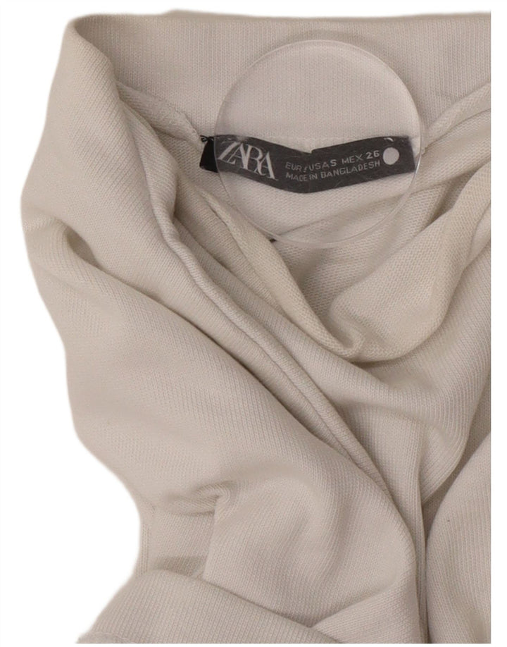Zara Womens Oversized T-Shirt Top UK 10 Small White Cotton