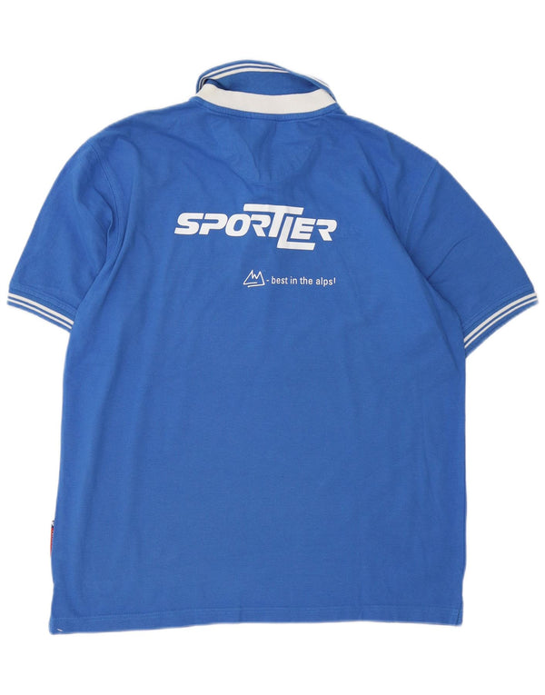 ASICS Mens Graphic Polo Shirt XL Blue Cotton