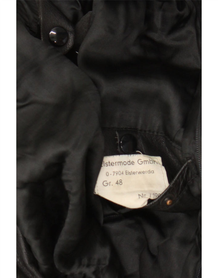 Vintage Mens Leather Jacket EU 48 Medium Black Leather